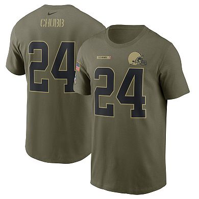 Men's Nike Nick Chubb Camo Cleveland Browns 2021 Salute To Service Name & Number T-Shirt