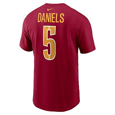 Men's Nike Jayden Daniels Burgundy Washington Commanders 2024 NFL Draft First Round Pick Name & Number T-Shirt
