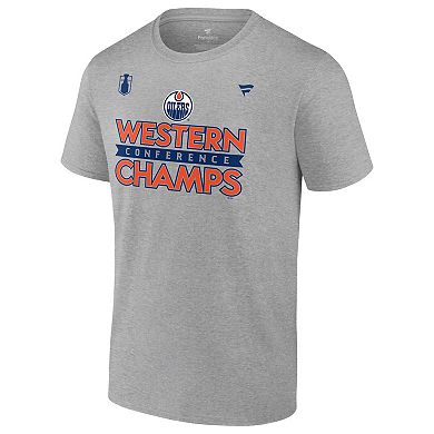 Men's Fanatics  Heather Gray Edmonton Oilers 2024 Western Conference Champions Big & Tall Locker Room T-Shirt