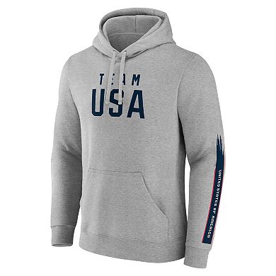 Men's Fanatics Heather Gray Team USA Rayures Pullover Hoodie