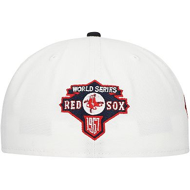 Men's New Era White/Navy Boston Red Sox Major Sidepatch 59FIFTY Fitted Hat