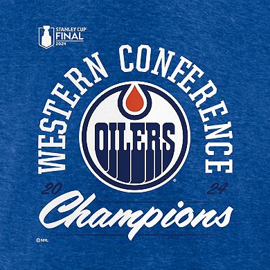 Women's Fanatics  Heather Orange Edmonton Oilers 2024 Western Conference Champions Drive Tri-Blend T-Shirt