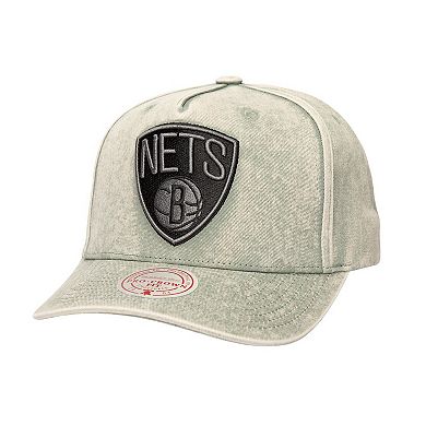 Men's Mitchell & Ness Gray Brooklyn Nets Washed Out Tonal Logo Snapback Hat