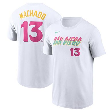 Men's Nike Manny MachadoÂ White San Diego Padres City Connect Fuse Name & Number T-Shirt