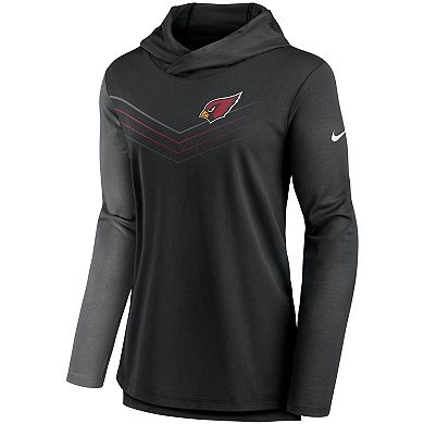 Women's Nike Black/Heathered Charcoal Arizona Cardinals Chevron Hoodie Performance Long Sleeve T-Shirt