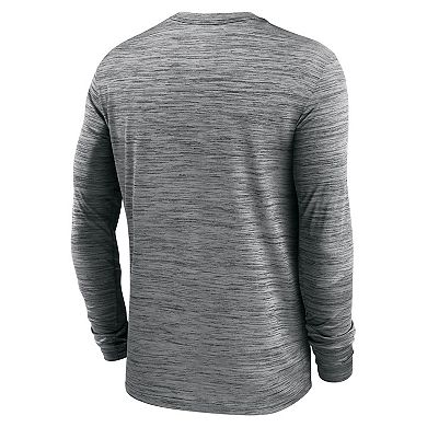Men's Nike Heather Gray Oregon Ducks 2024 Sideline Velocity Performance Long Sleeve T-Shirt