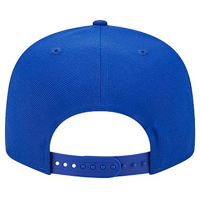 Men's New Era Blue New York Knicks Evergreen Script Side Patch 9FIFTY Snapback Hat
