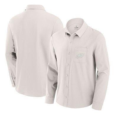 Men's Fanatics Cream Philadelphia Eagles Front Office Long Sleeve Button-Up Shirt