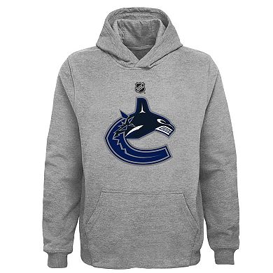 Youth Heather Gray Vancouver Canucks Primary Logo Pullover Hoodie