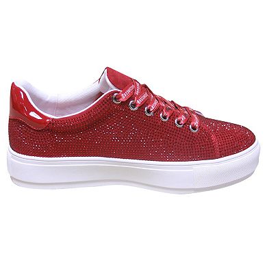 Women's Cuce Red Tampa Bay Buccaneers Team Colored Crystal Sneakers