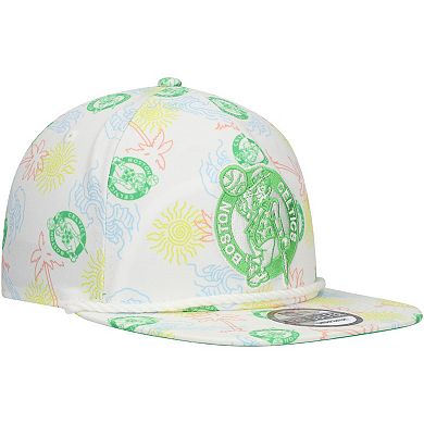 Men's New Era White Boston Celtics Palm Trees and Waves Golfer Adjustable Hat