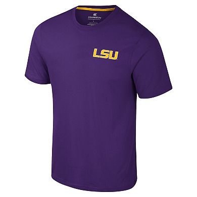 Men's Colosseum Purple LSU Tigers Logo Lockup 2-Hit Active Blend T-Shirt