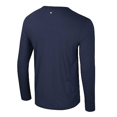 Men's Colosseum Navy Michigan Wolverines Color Pop Active Blend 2-Hit Long Sleeve T-Shirt