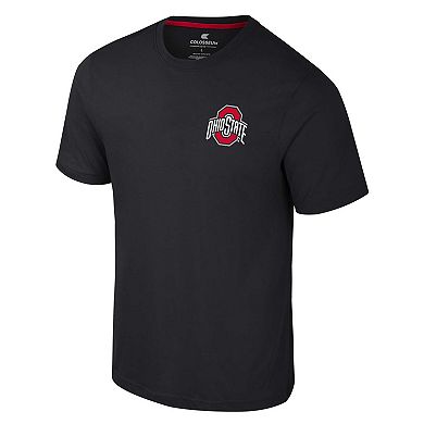 Men's Colosseum Black Ohio State Buckeyes Logo Lockup 2-Hit Active Blend T-Shirt