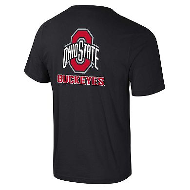 Men's Colosseum Black Ohio State Buckeyes Logo Lockup 2-Hit Active Blend T-Shirt