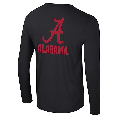 Men's Colosseum Black Alabama Crimson Tide Logo Lockup 3-Hit Active Blend Long Sleeve T-Shirt