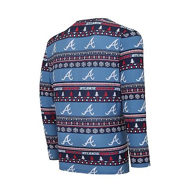 Men's Concepts Sport Navy Atlanta Braves Knit Ugly Sweater Long Sleeve Top & Pants Set