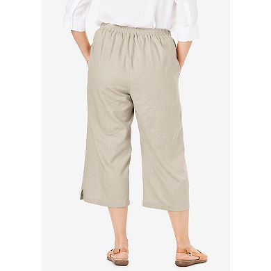 Woman Within Women's Plus Size Petite Linen Capri