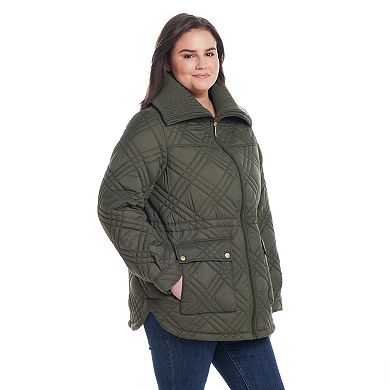 Plus Size Weathercast Knit Collar Quilted Anorak Jacket