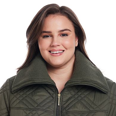 Plus Size Weathercast Knit Collar Quilted Anorak Jacket