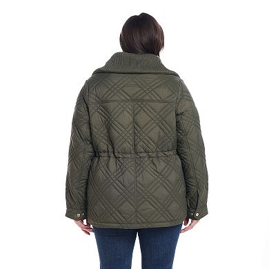 Plus Size Weathercast Knit Collar Quilted Anorak Jacket