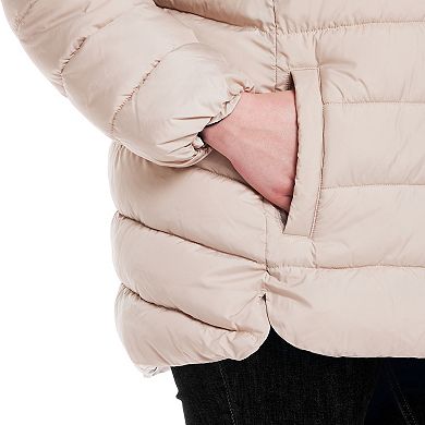 Plus Size Weathercast Hooded Puffer Coat with Cozy Pile