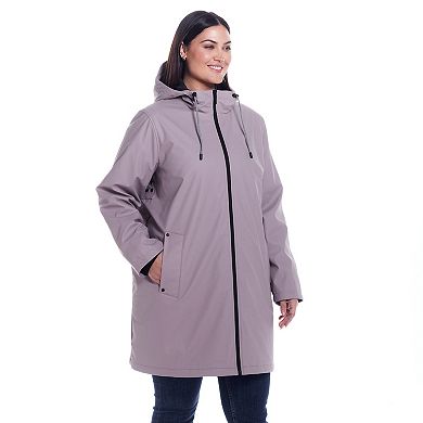 Plus Size Weathercast Water-Resistant Hooded Rain Jacket