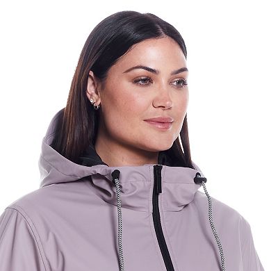 Plus Size Weathercast Water-Resistant Hooded Rain Jacket