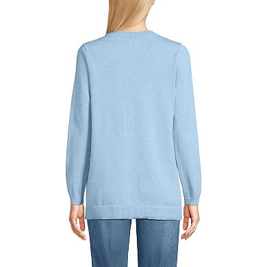 Women's Lands' End Cotton V-Neck Cardigan Sweater