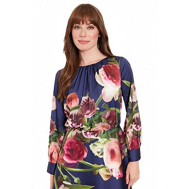 Women's London Times Cuffed Sleeve Floral Dress