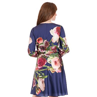 Women's London Times Cuffed Sleeve Floral Dress