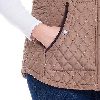 Plus Size Weathercast Corduroy Trimmed Quilted Vest