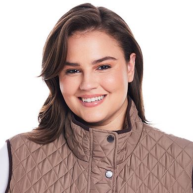 Plus Size Weathercast Corduroy Trimmed Quilted Vest