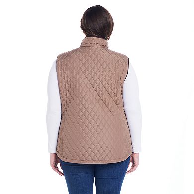 Plus Size Weathercast Corduroy Trimmed Quilted Vest