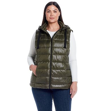 Plus Size Weathercast Hooded Puffer Vest