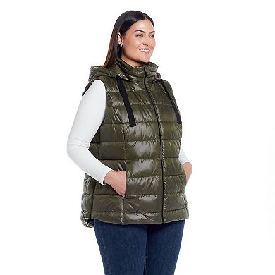 Plus Size Weathercast Hooded Puffer Vest