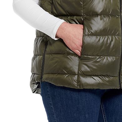 Plus Size Weathercast Hooded Puffer Vest