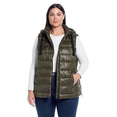 Plus Size Weathercast Hooded Puffer Vest