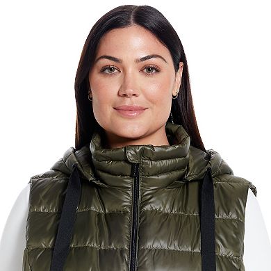 Plus Size Weathercast Hooded Puffer Vest