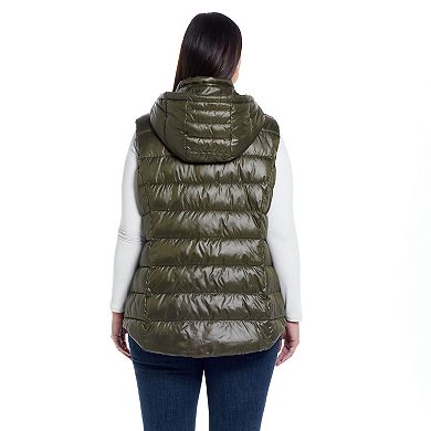 Plus Size Weathercast Hooded Puffer Vest