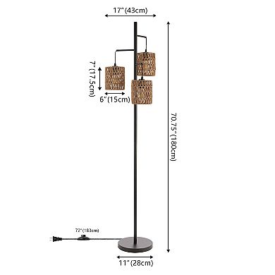 Isla 3-light Mid-century Bohemian Metal/rope Led Floor Lamp