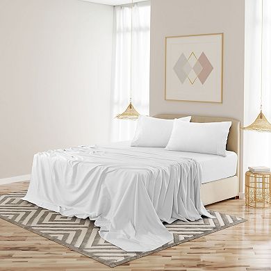 Lux Decor Collection 4 Piece Solid Sheets Luxury Deep Pocket Bed Sheets With Embroidery Pillowcases