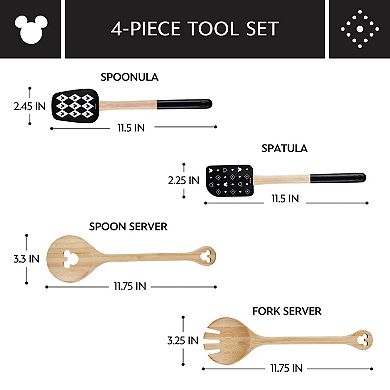 Disney Home Disney's Mickey Mouse Monochrome Kitchen Tools 4-Piece Set