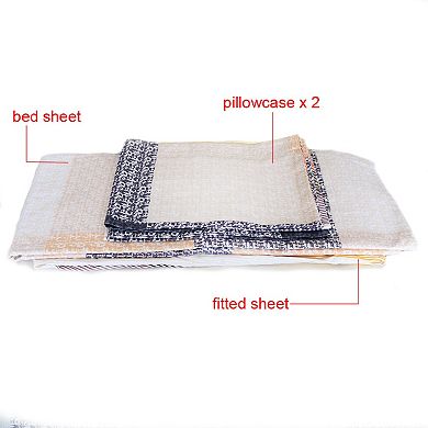 Bedroom Luxury 100% Cotton Soft Fitted Sheet Bed Sheet Pillowcase 4-piece Bedding Set