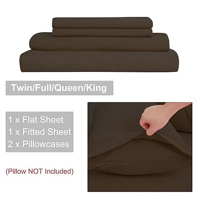 4 Piece Bed Sheet Set, Bedding With Flat Sheet, Fitted Sheet And Pillowcases For Hotel Bedroom