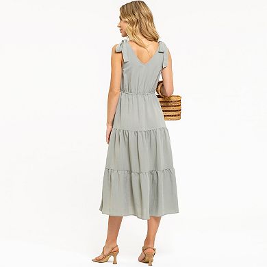 August Sky Women's Sleeveless Tiered Midi Dress