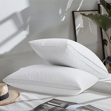 Unikome Bed Sleeping Hotel Collection Pillows Set Of 2, Goose Feathers And Down White Pillows