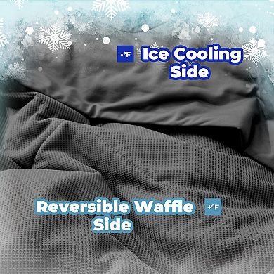 Unikome Breathable Silk Smooth Summer Blanket, Waffle Reversible Lightweight Cooling Blanket