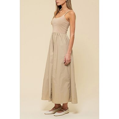 August Sky Women's Sleeveless Fit And Flare Combination Midi Dress