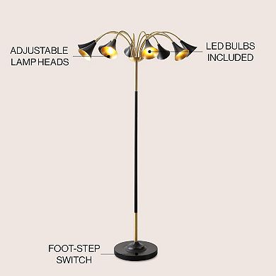 Vivian 10-light Mid-century Modern Iron Medusa Multi Head Led Floor Lamp